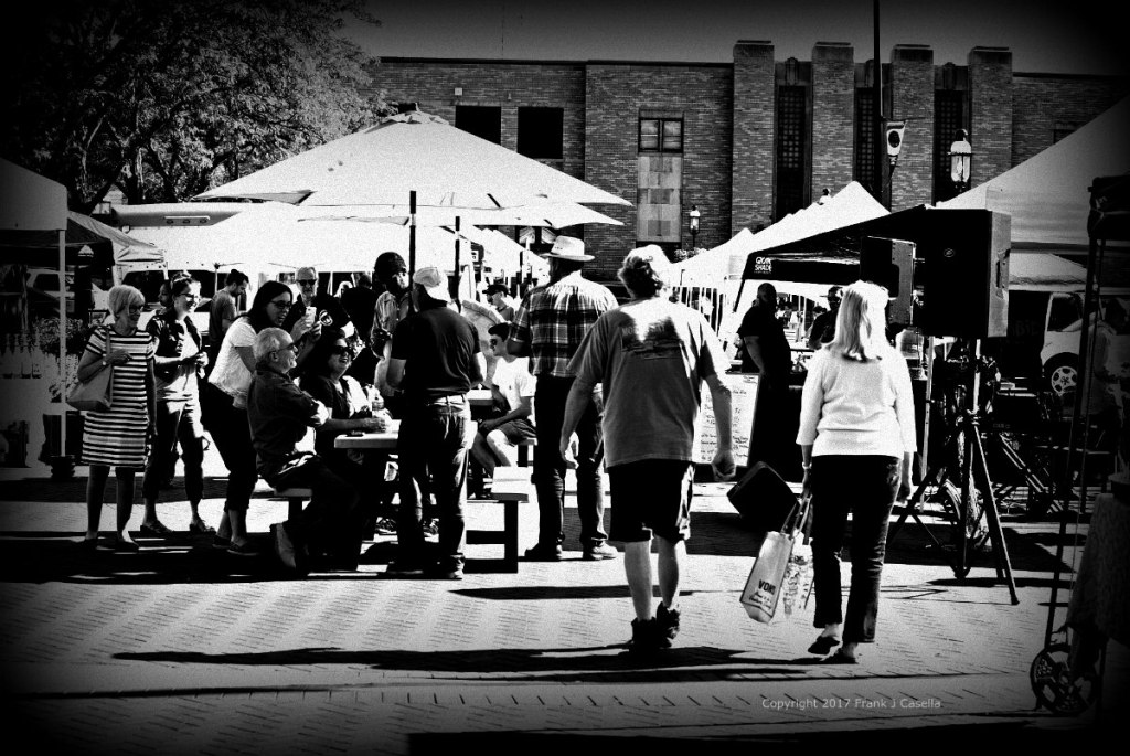 farmers market, people, community, neighborhood, black and white.